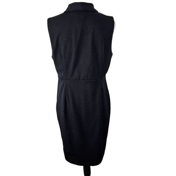 New York & Company Womens Sleeveless Black Button Dress Size Medium Party Work - Picture 2 of 9